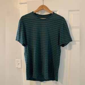 Lululemon 5 year basic tee striped emerald green size large